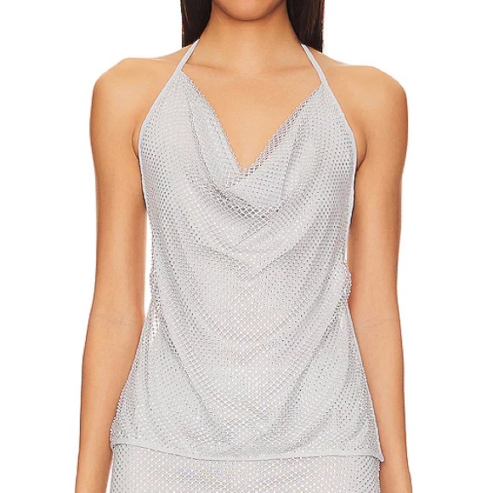 WeWoreWhat Crystal Cowl Neck Top